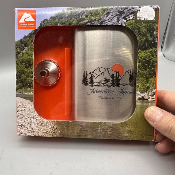 Ozark Trail stainless steel flask with funnel - Picture 1 of 5